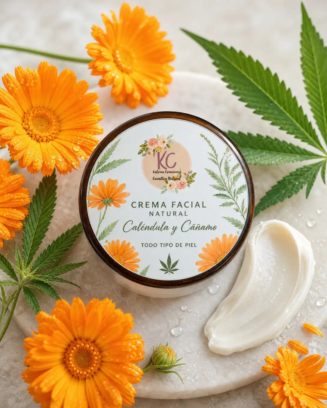 Crema facial natural Calendula y cañamo 3