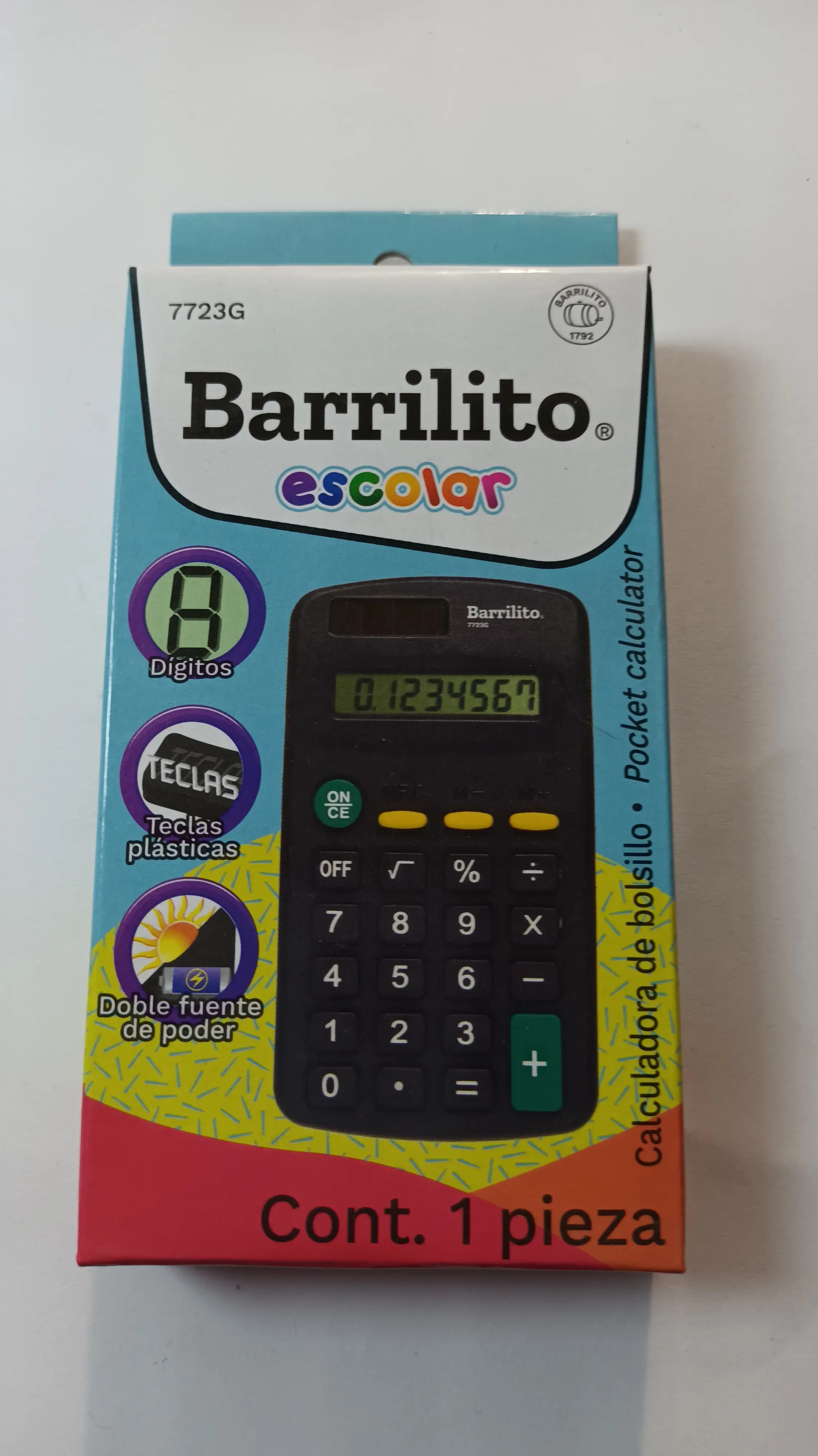 CALCULADORA SOLAR BARRILITO ESCOLAR 7723G