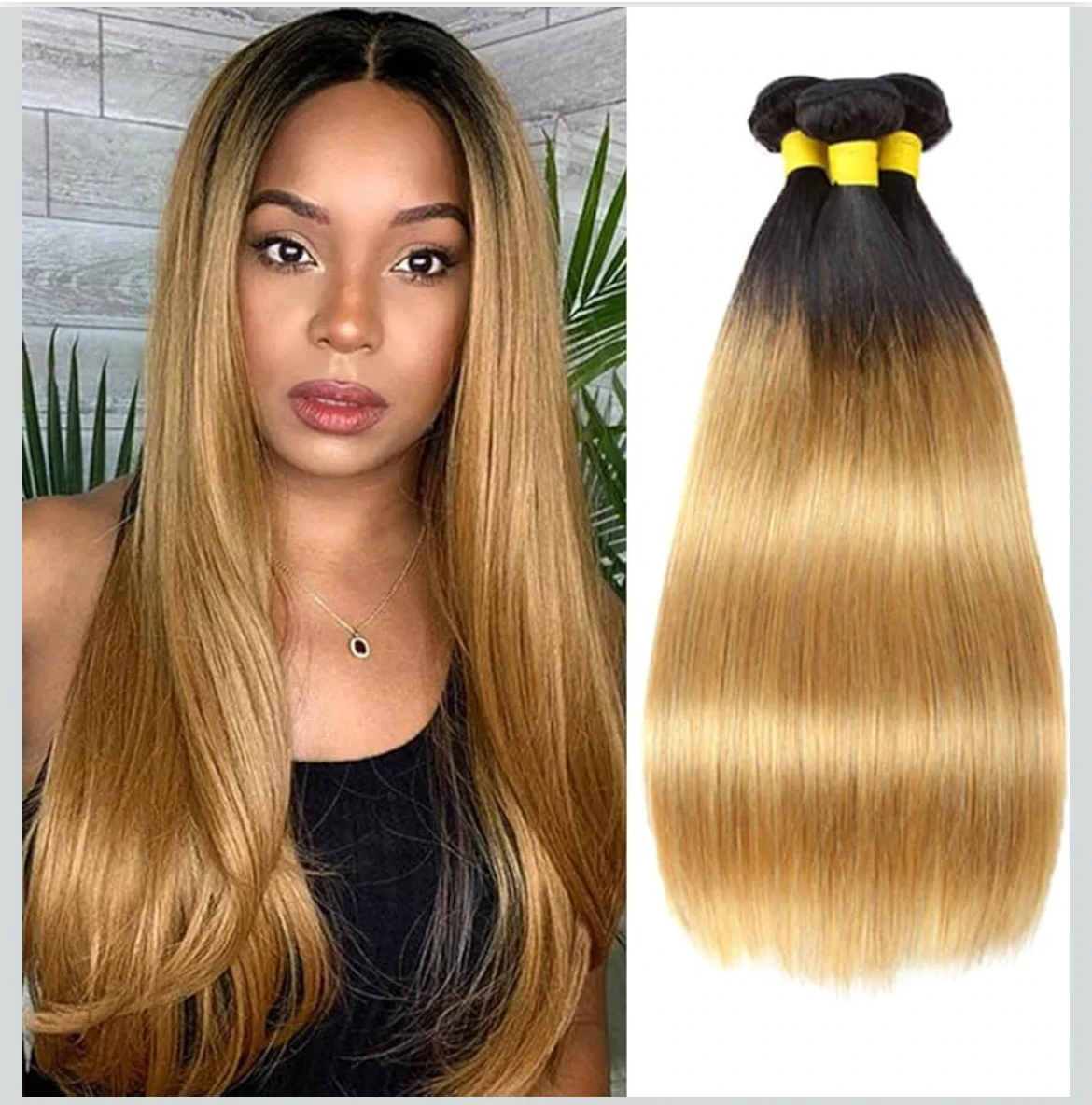 Manojo de extensiones de cabello humano 16”18”20”  100g  Closure 4x4  