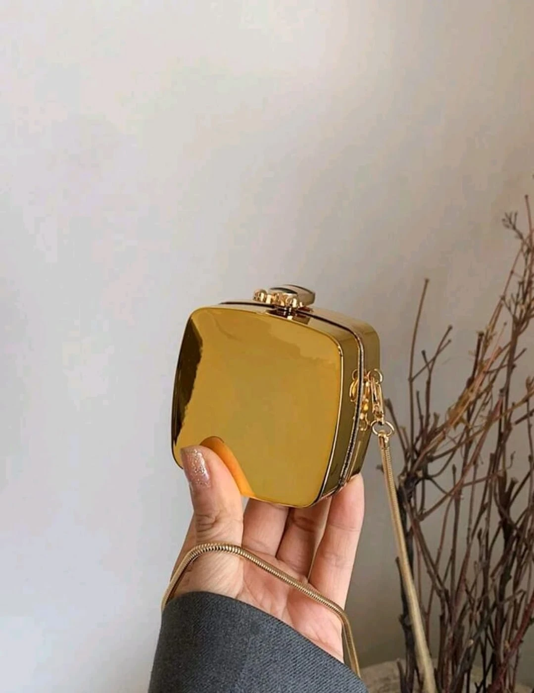 Bolso en tendencia acrílico, tipo metal  3
