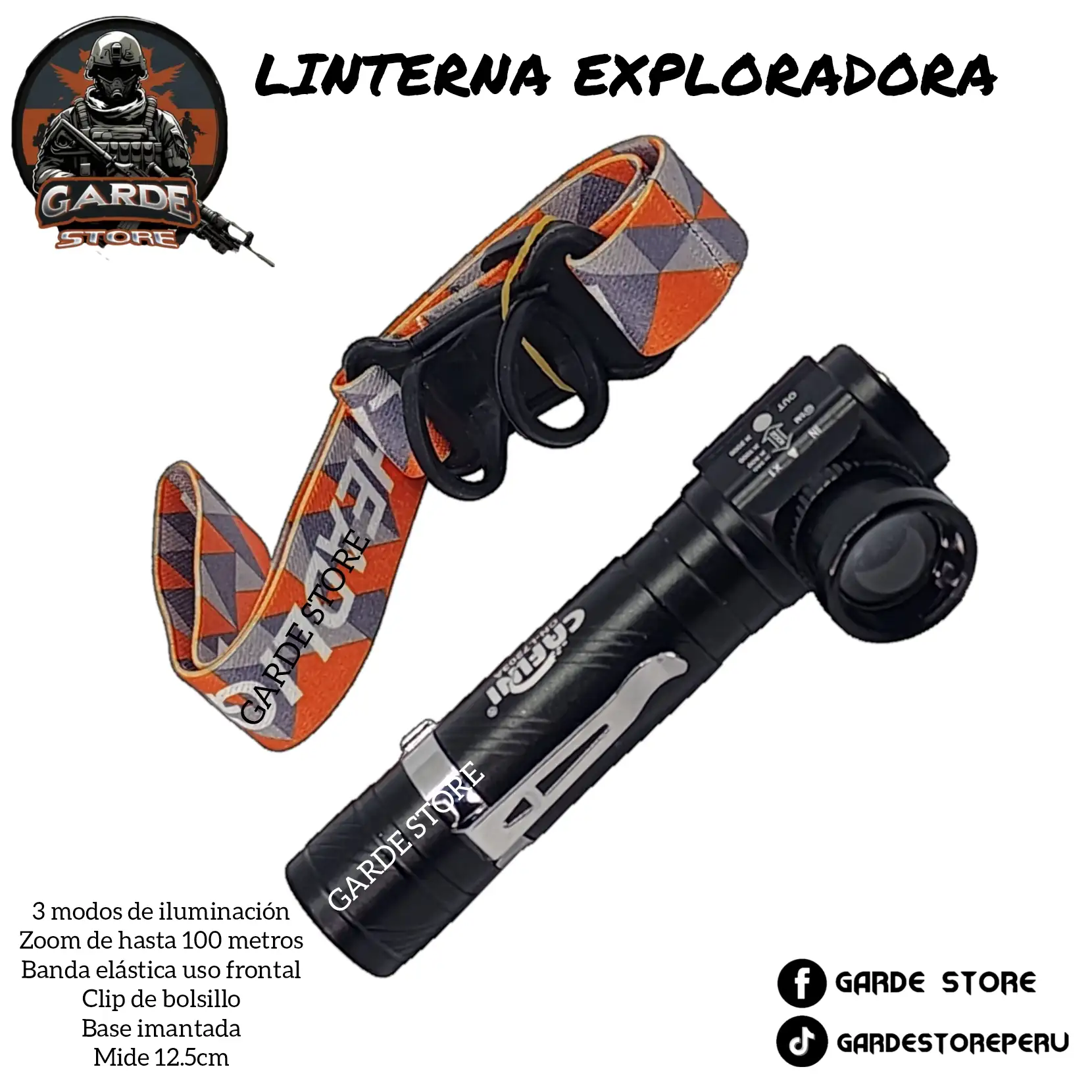 Linterna frontal magnética y con clip 3