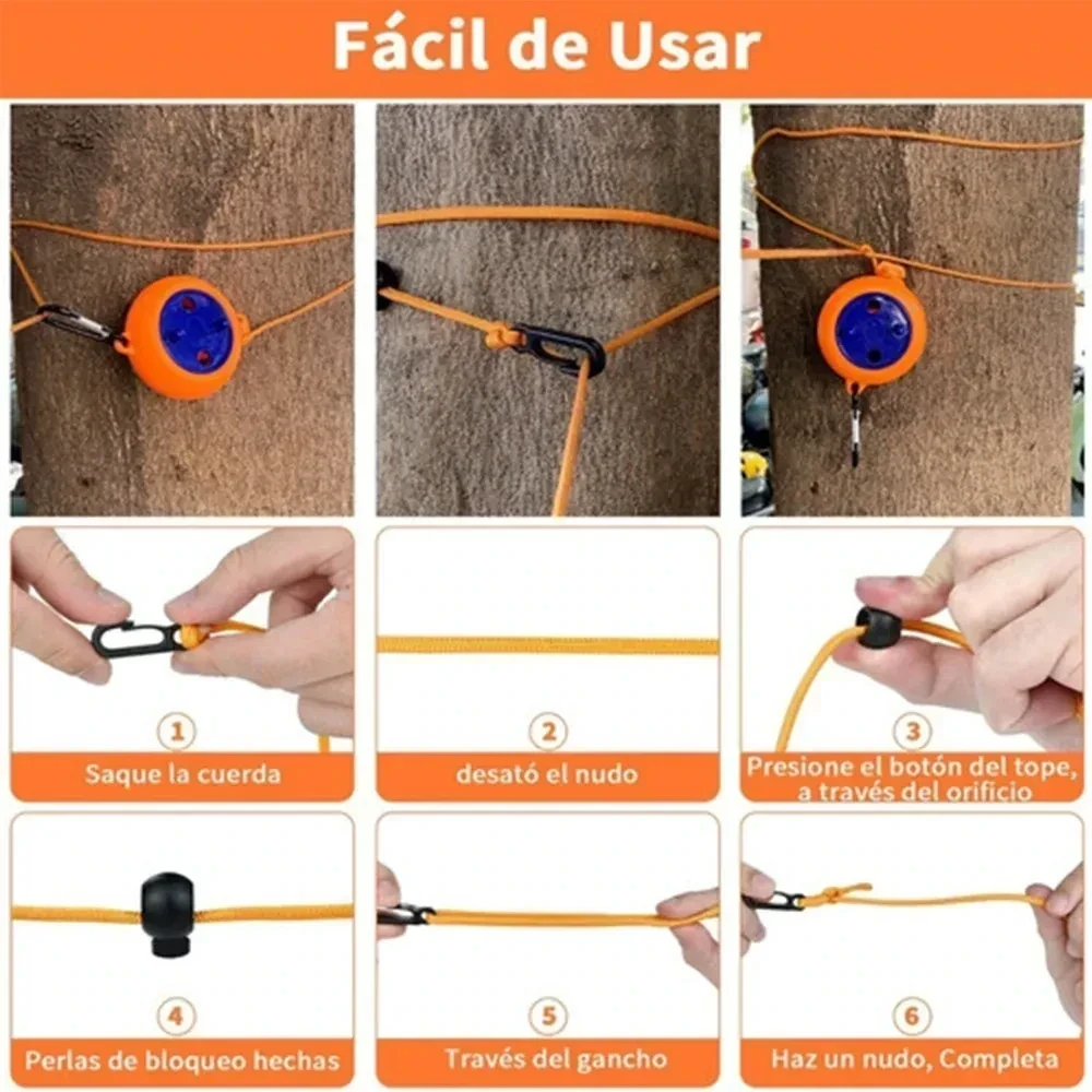 Tendedero 8 Metros De Ropa Retráctil Naranja 3