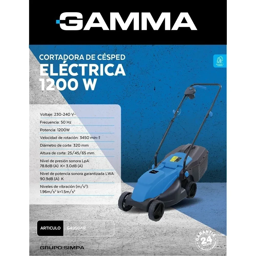 Cortadora De Cesped Gamma G4950 Eléctrica 1200w 