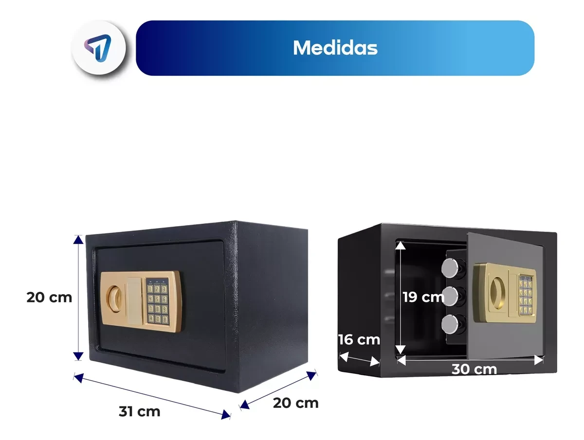 Caja Fuerte De Seguridad Electrónica Cf002 31x20x20 Waggs 4
