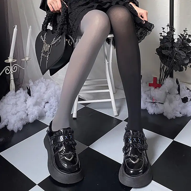 Pantymedia doble black plomo y negro 