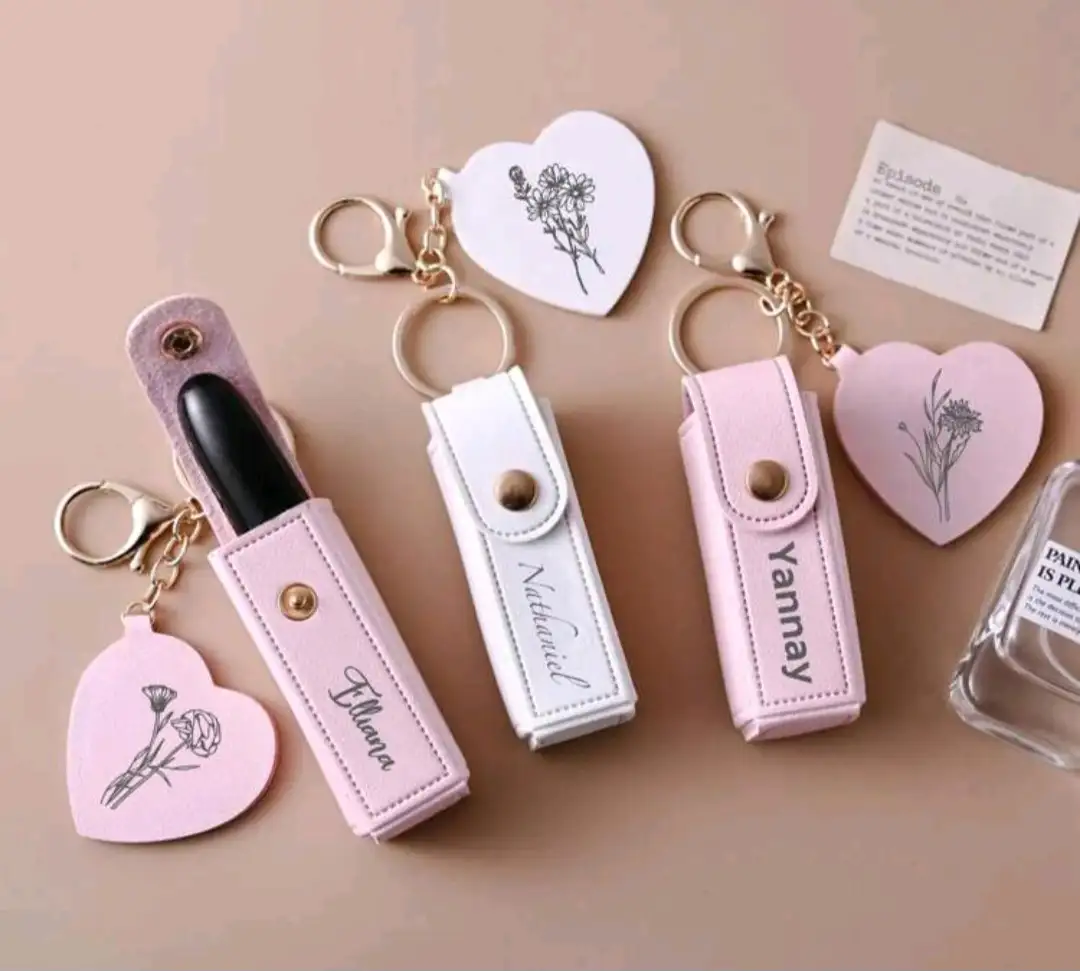 Bolsa de llavero personalizada con espejo para lápiz labial, estuche de lápiz labial personalizado anti-pérdida, regalo para damas de honor, regalo del Día de San Valentín, grabado, acero inoxidable, unisex, casual, personalizado, para el Día del Padre, para graduación, para bodas, para inauguración de vivienda, artículos escolares, para adolescentes, estudiantes de escuela secundaria junior, estudiantes de escuela secundaria, estudiantes universitarios, estudiantes de primer año, estudiantes de segundo año, estudiantes de grados inferiores 2