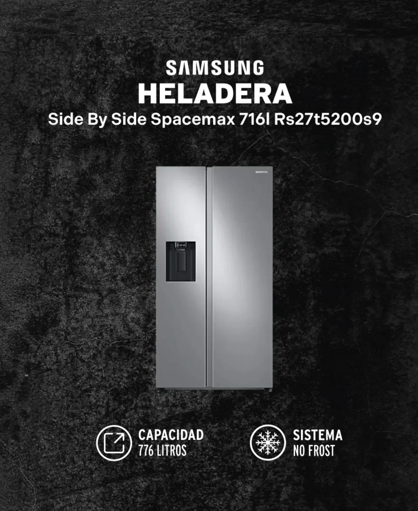 Heladera SAMSUNG Side By Side Spacemax716l Rs27t5200s9 Color Refined inox 2