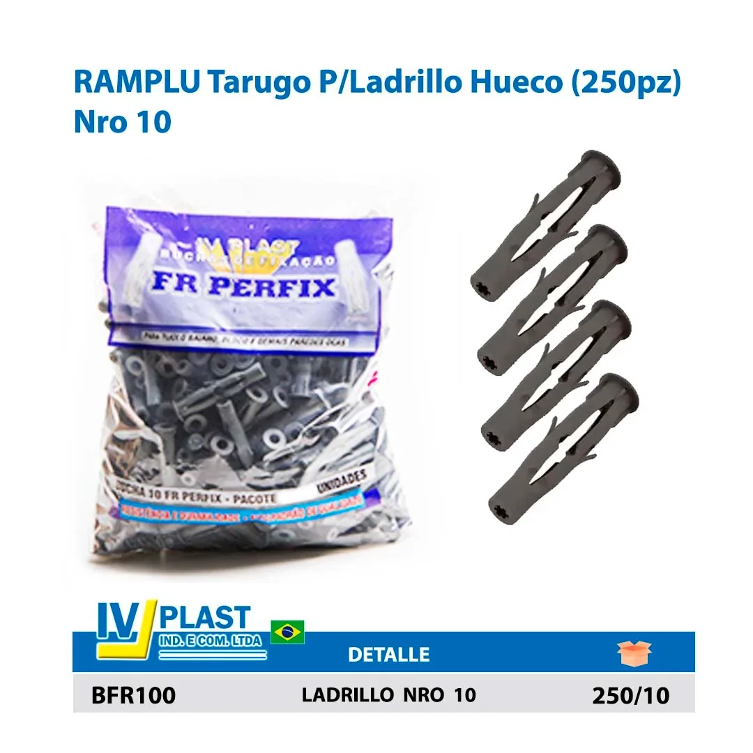RAMPLU Tarugo P/Ladrillo Hueco (250pz) Nro 10 