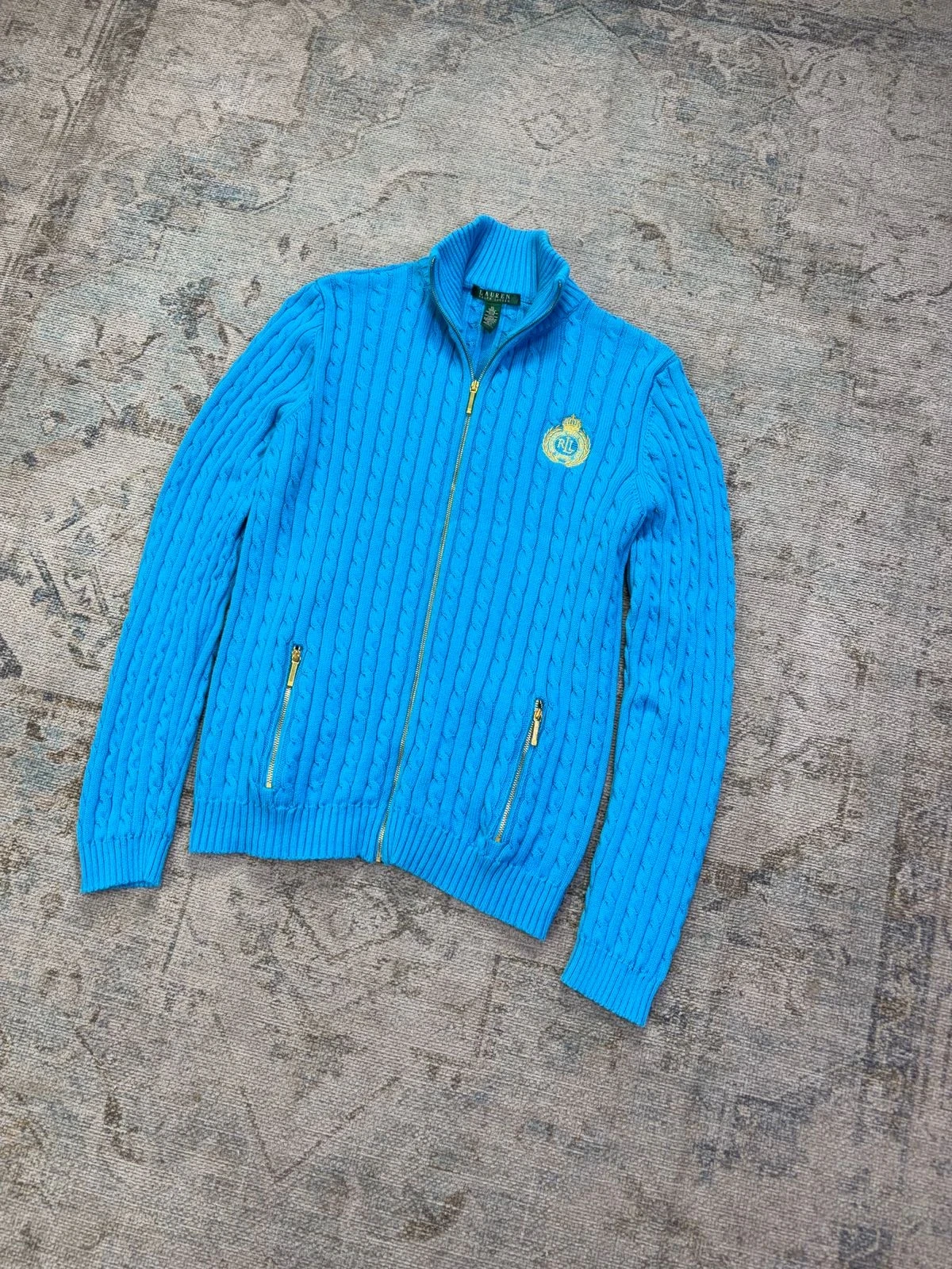 LAUREN RALPH LAUREN CABLE-KNIT FULL-ZIP SWEATER 2