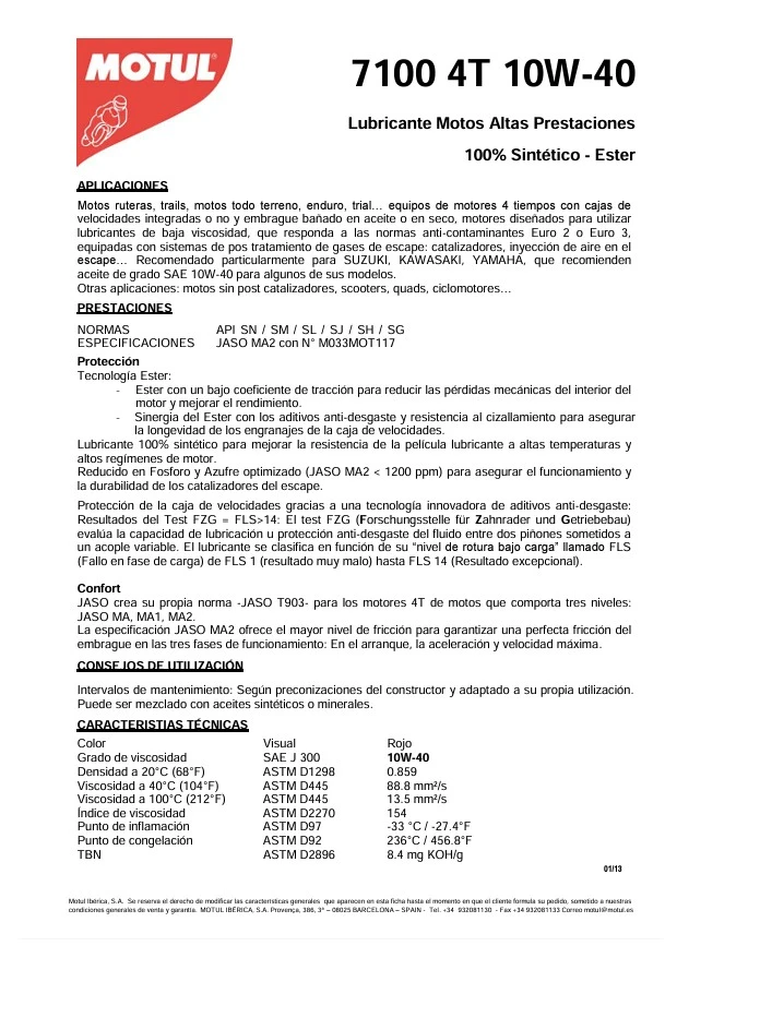 ACEITE MOTUL  7100 10W40 100% SINT. (1LT)-19496 3