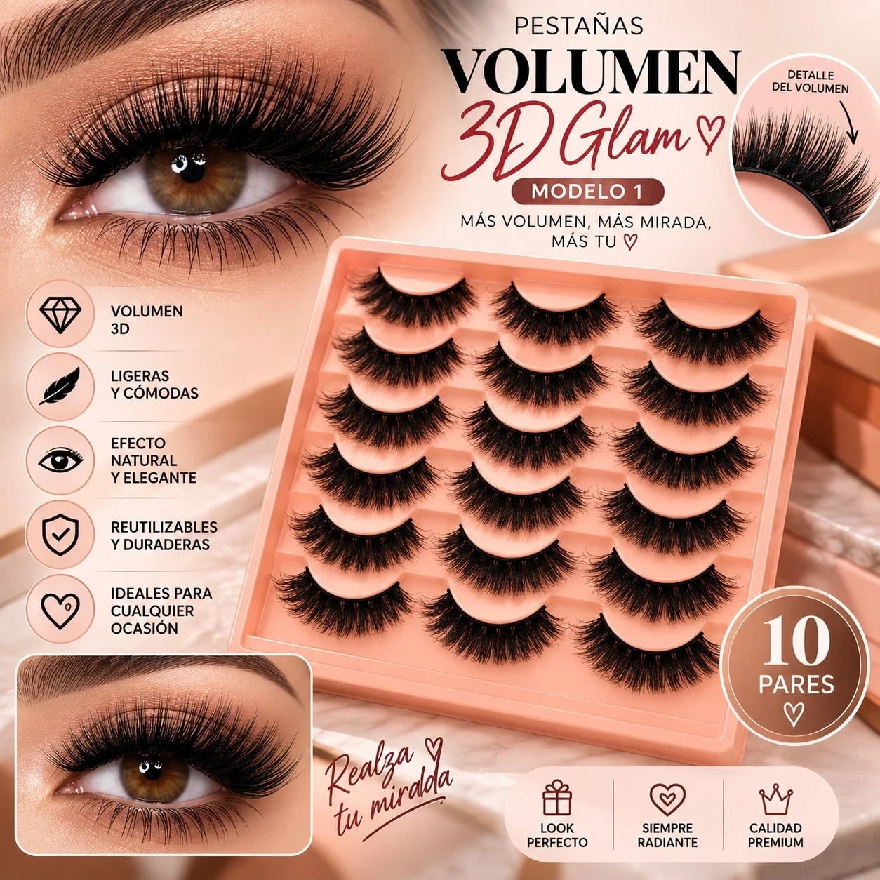 lumera tablon de pestaña x14pcs 3d glamm volumen 