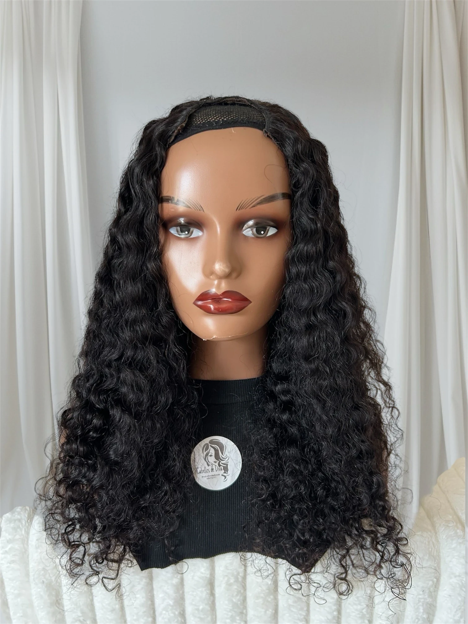 Peluca Rizada en U cabello Humano 24 pulgadas 3