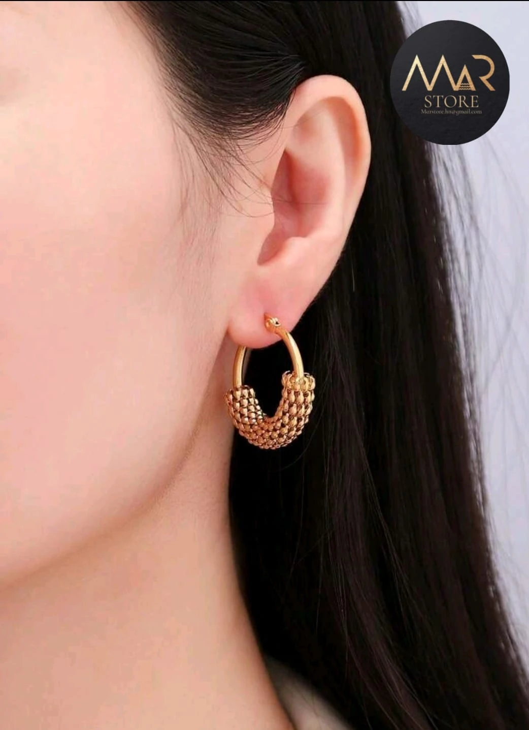 Argollas de acero inoxidable con enchape de oro de 18k