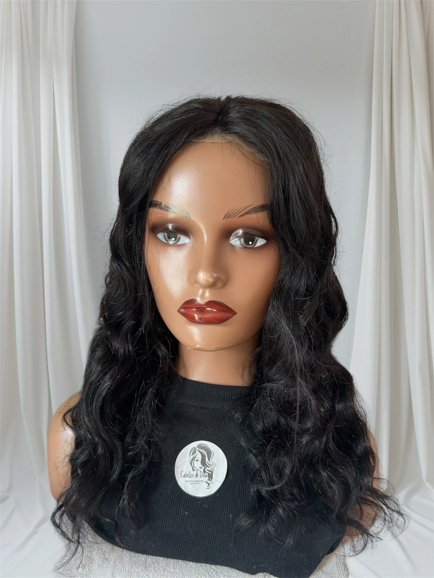 Peluca de cabello humano frontal 4x4  de 18” pulgadas,ondas,  de densidad 180 2