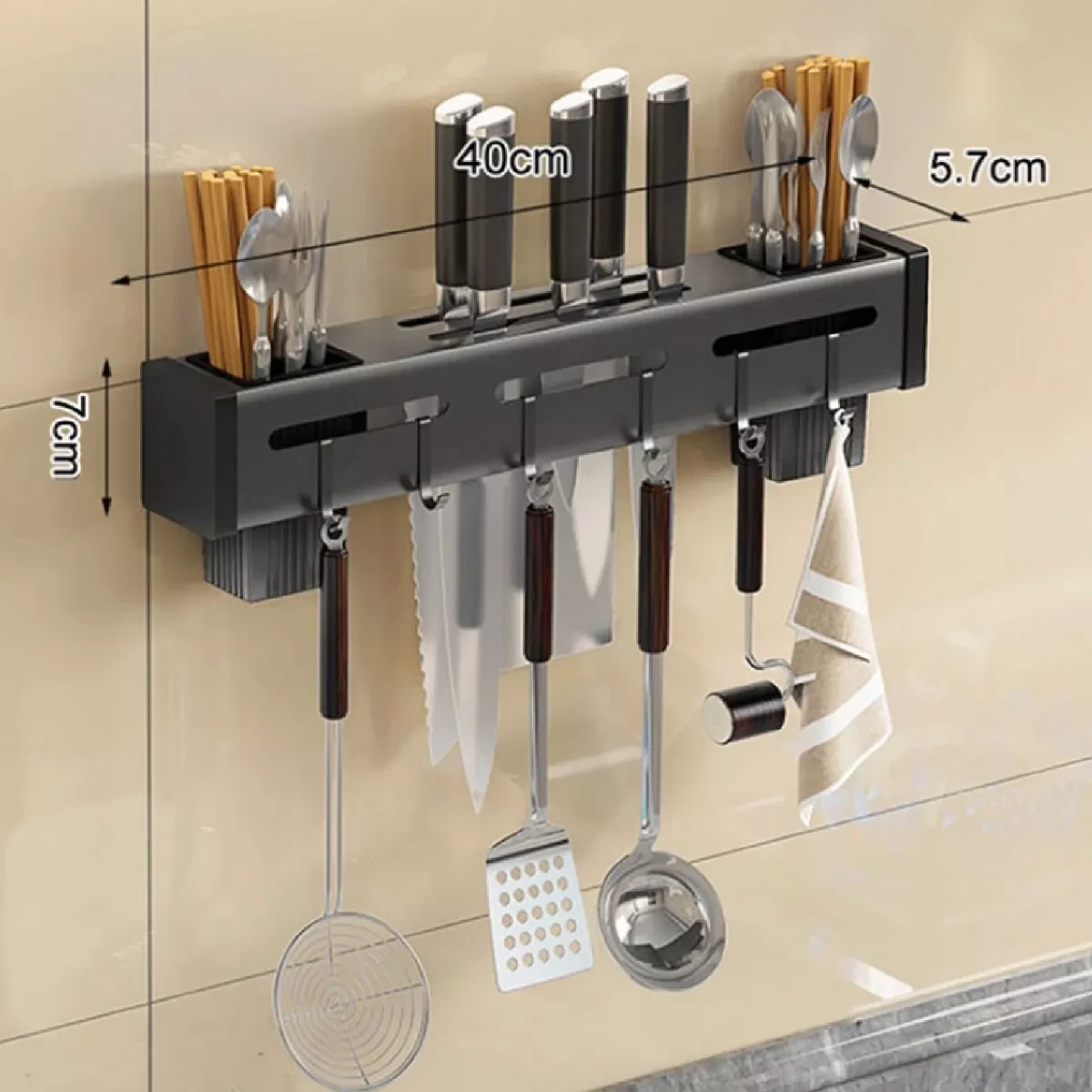 Soporte metálico de utensilios cocina