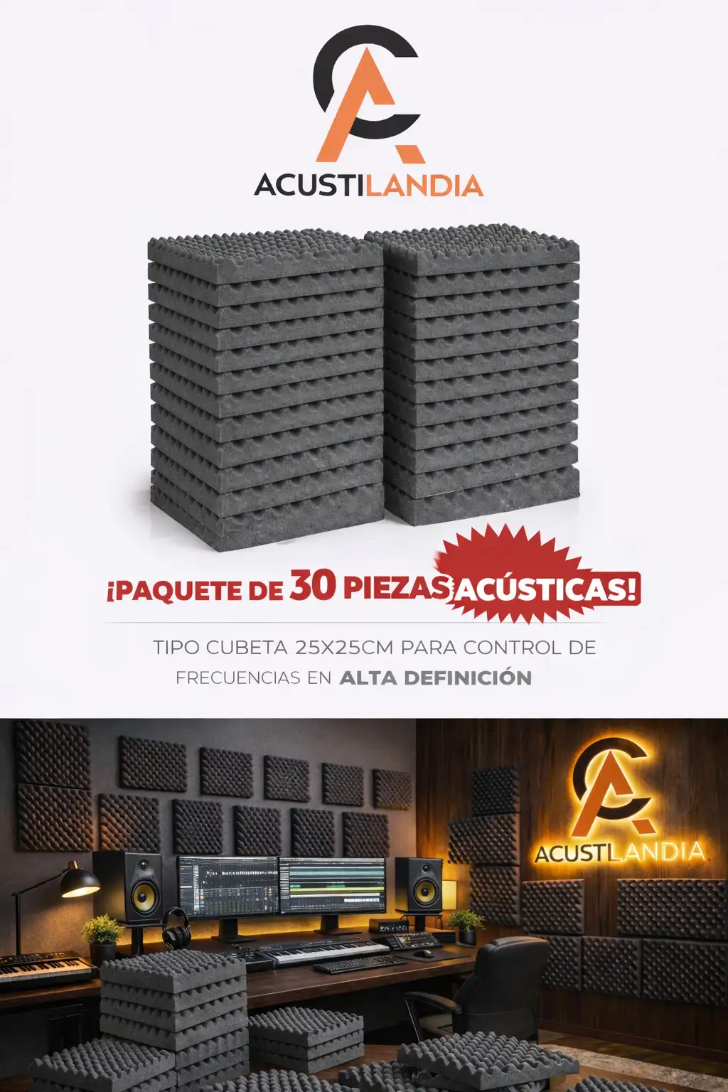 30 piezas de espumas acústicas 25*25