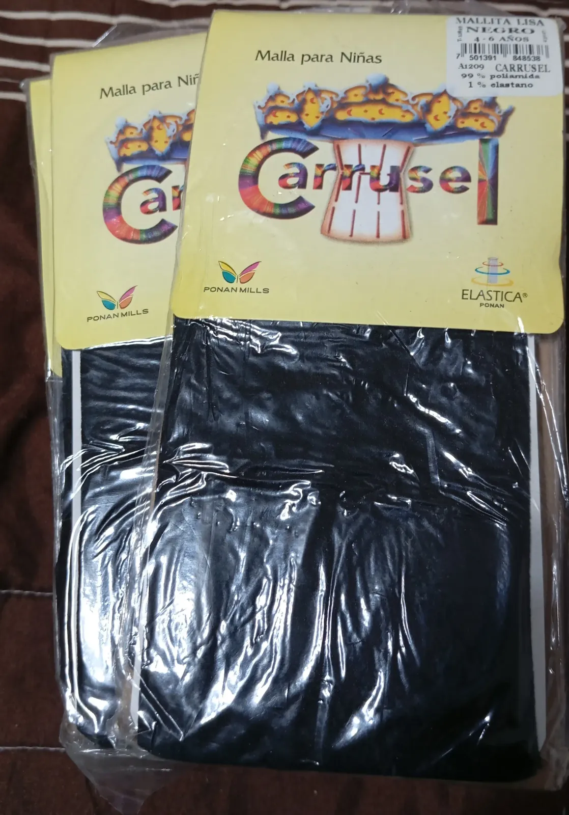 Malla lisa de poliamida nylon delgadas Carrusel 4-6 años negro