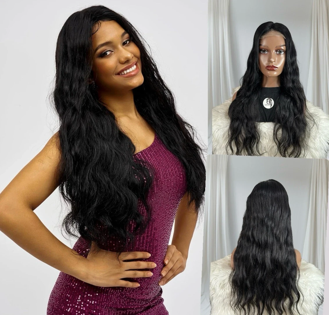 Peluca de cabello humano 26 pulgada con encaje frontal –4x4 ,densidad del 180%,