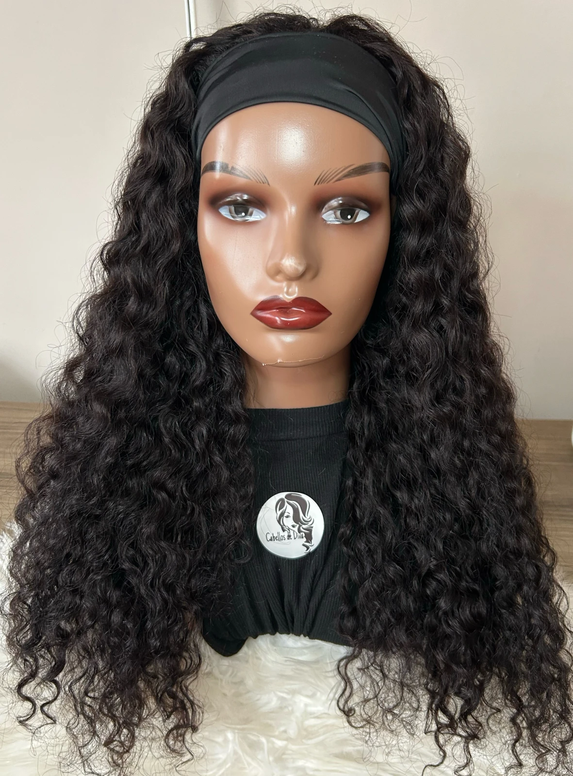Peluca cabello humano 24 pulgadas Rizada con diadema 2