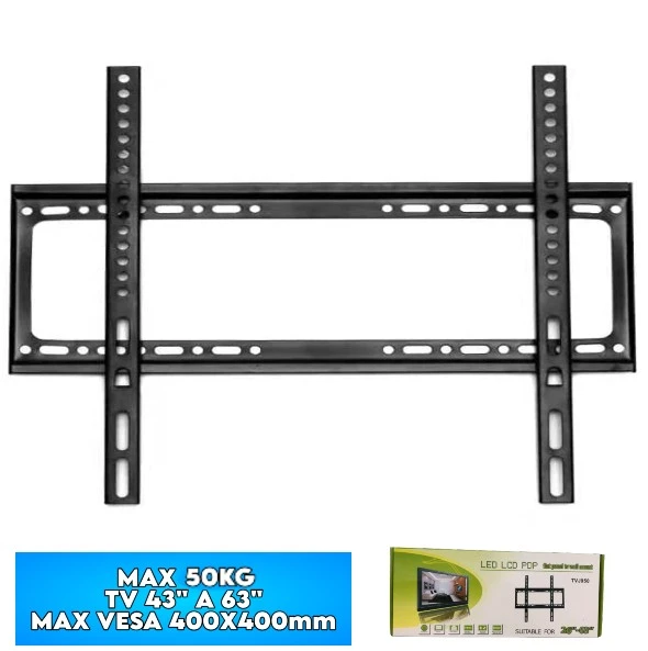 Soporte TV De 26″ A 63″ / MAX 50KG / MAX VESA 400X400MM / Fijo / 0.7mm Grosor / HD602B