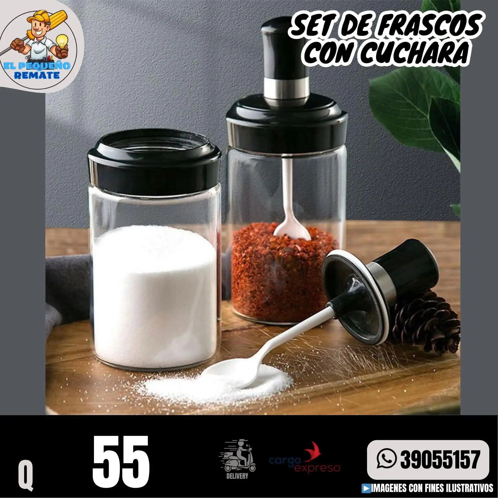 SET DE FRASCOS CON CUCHARA  2
