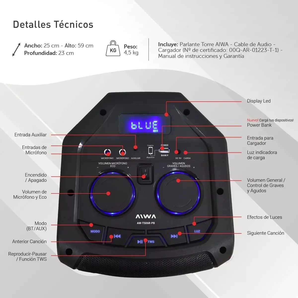 PARLANTE AIWA AW-506R-PB 2
