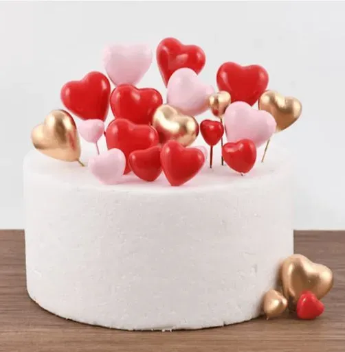 Cake Topper adorno corazon por 4 unidades 