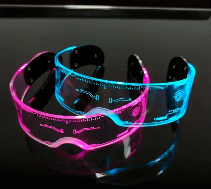 Anteojo futurista transparente luminoso x 2 unidades 