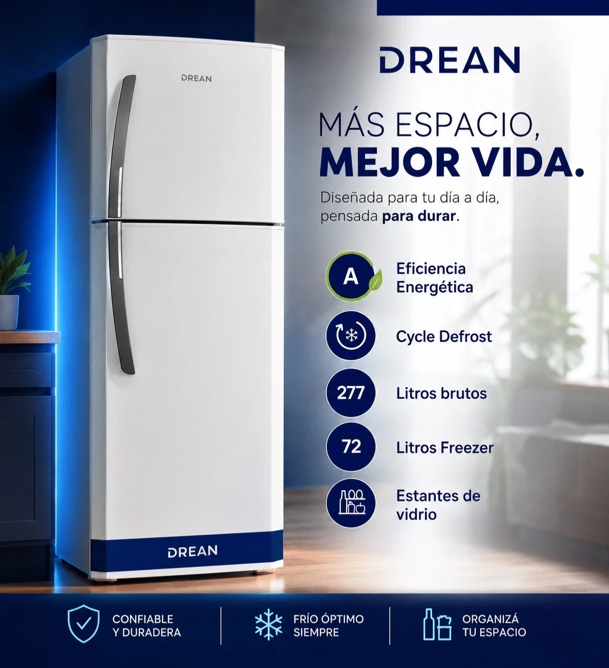 HELADERA DREAN 277l BLANCA