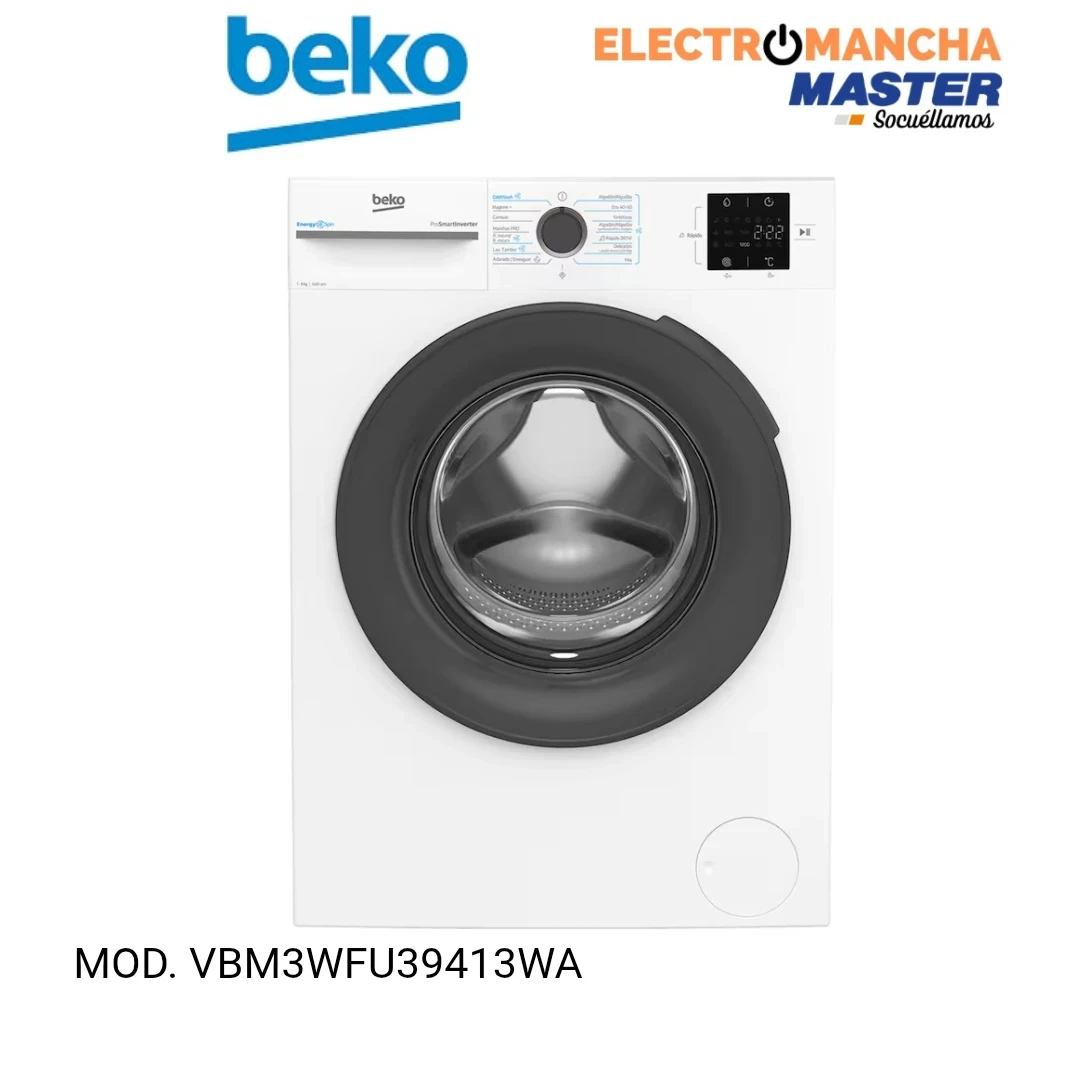 LAVADORA BEKO VBM3WFT39413WA 9 KILOS 1400 RPM. A