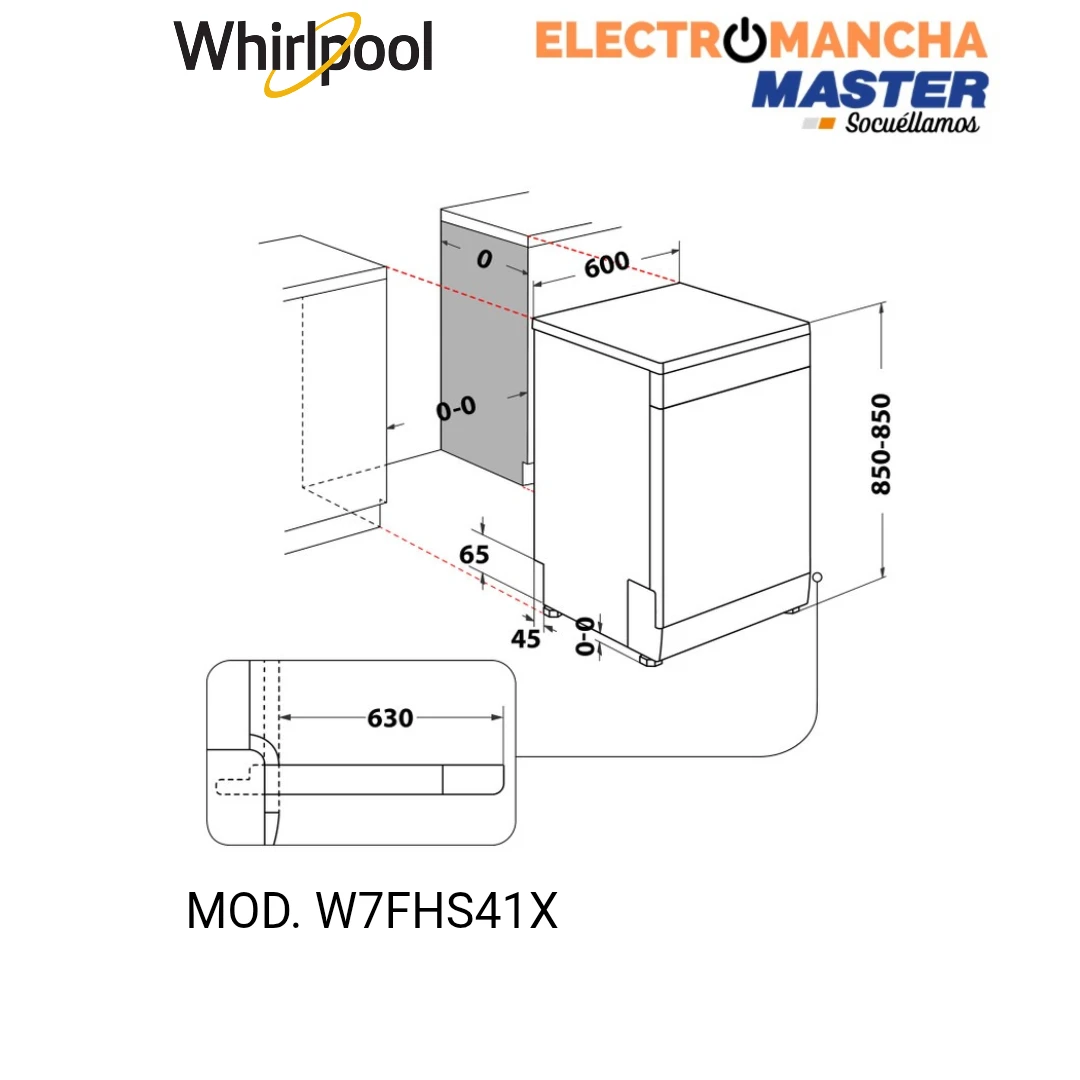 LAVAVAJILLAS WHIRLPOOL W7FHS41X INOX 3 BANDEJA CLASE C  9