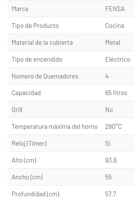 COCINA FENSA F2608 T 4 PL 4
