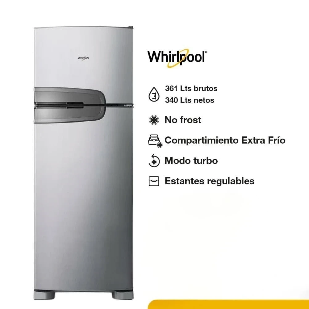 HELADERA WHIRLPOOL NO FROST INOX 340LTS 
