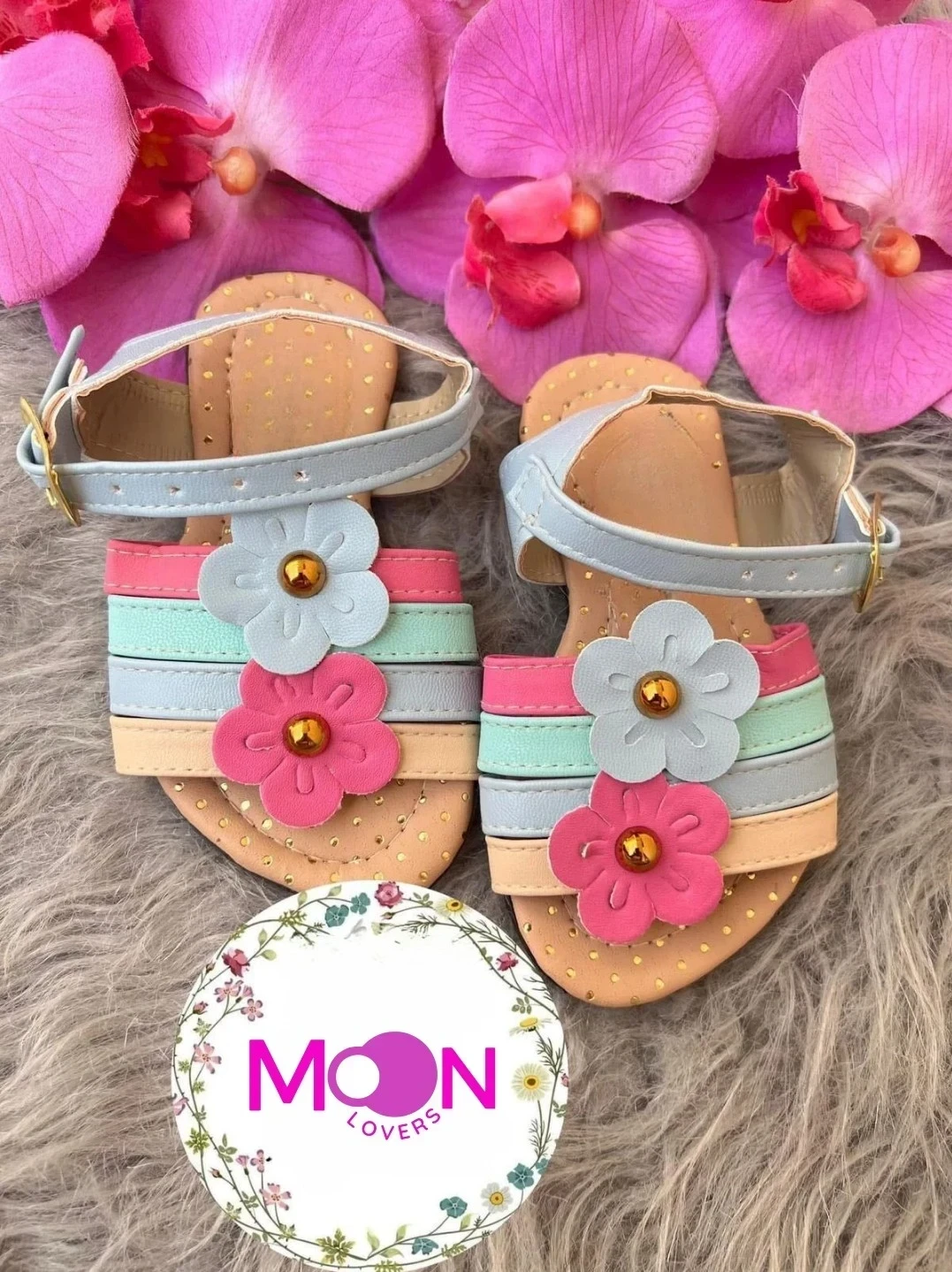 Mod.877 Sandalia niña colores con flores 