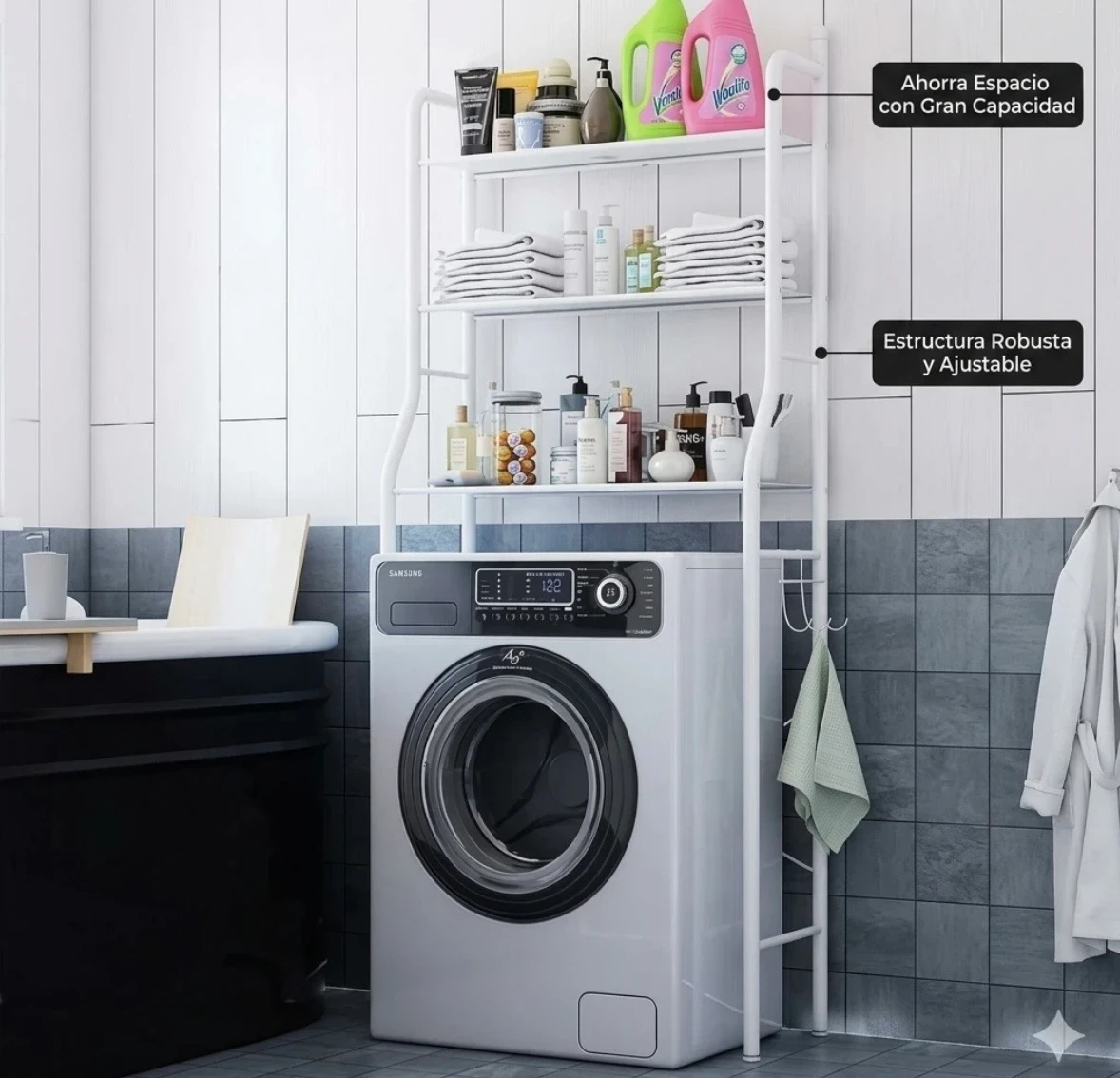 MUEBLE ORGANIZADOR PARA LAVARROPAS 3 REPISAS