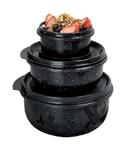 SET DE 3 RECIPIENTES IDEAL PELTRE NEGRO DE PLASTICO