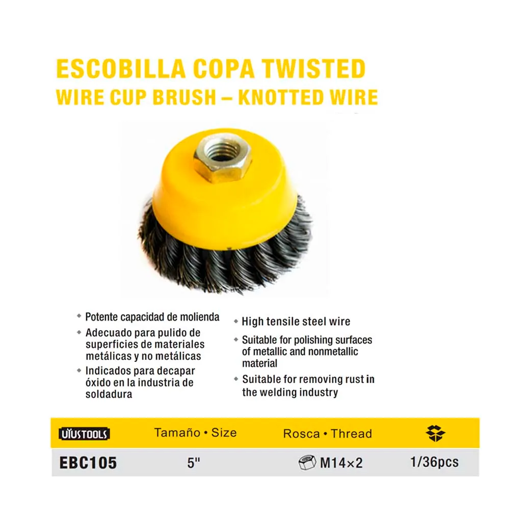 ESCOBILLA COPA ESMERIL UYUST 5" Twisted