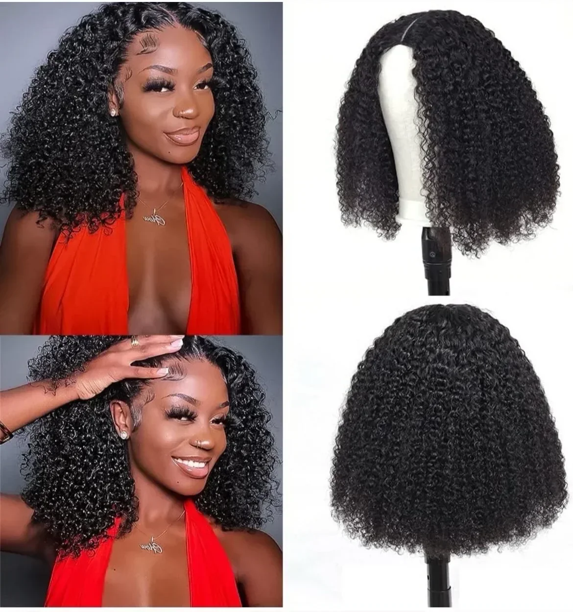 Peluca en V kinky curly de 16”