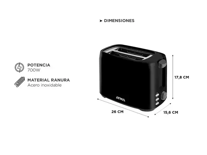Tostadora Atma  Multifuncion Essential Black 4