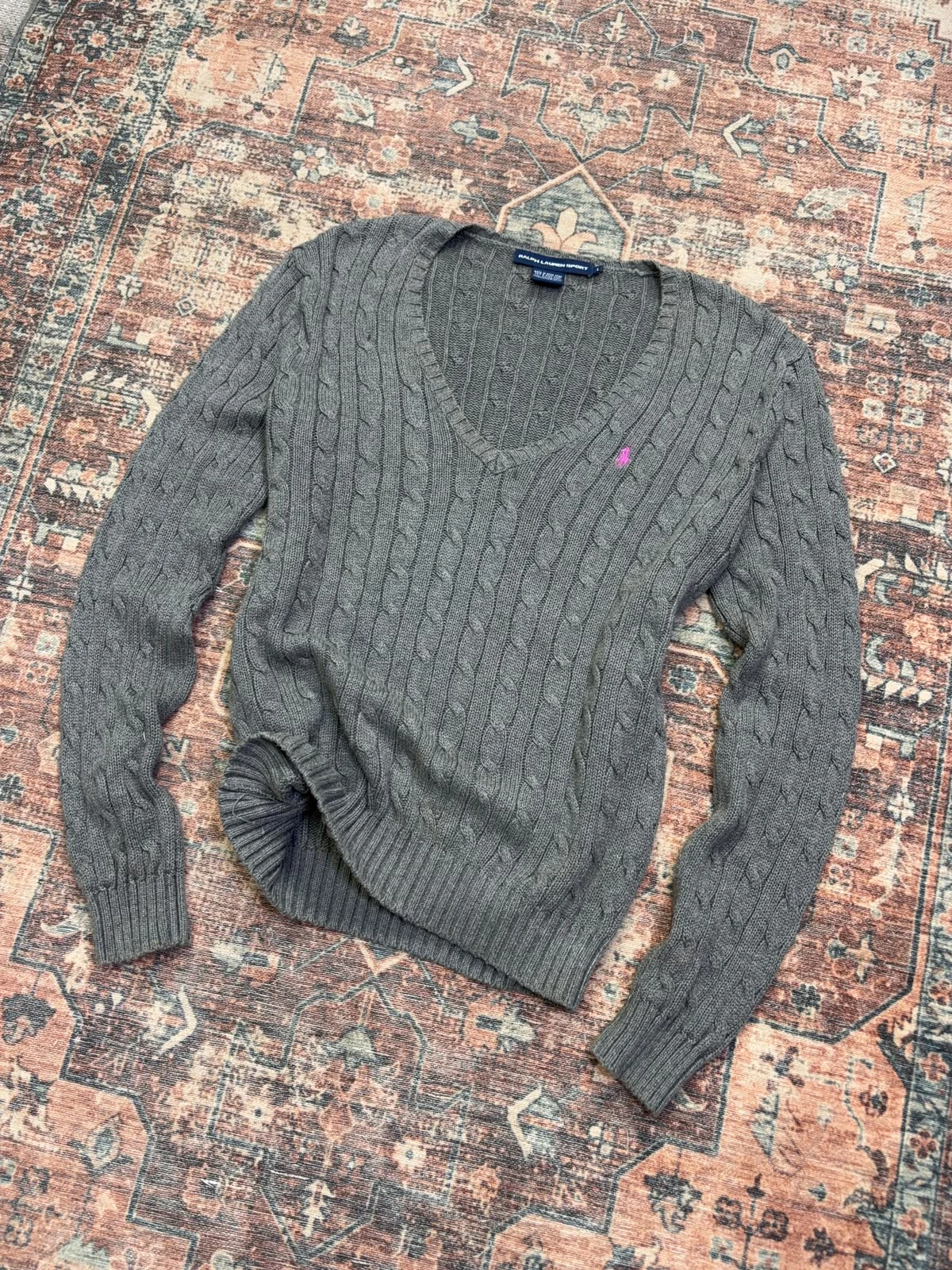 RALPH LAUREN SPORT CABLE-KNIT V-NECK SWEATER