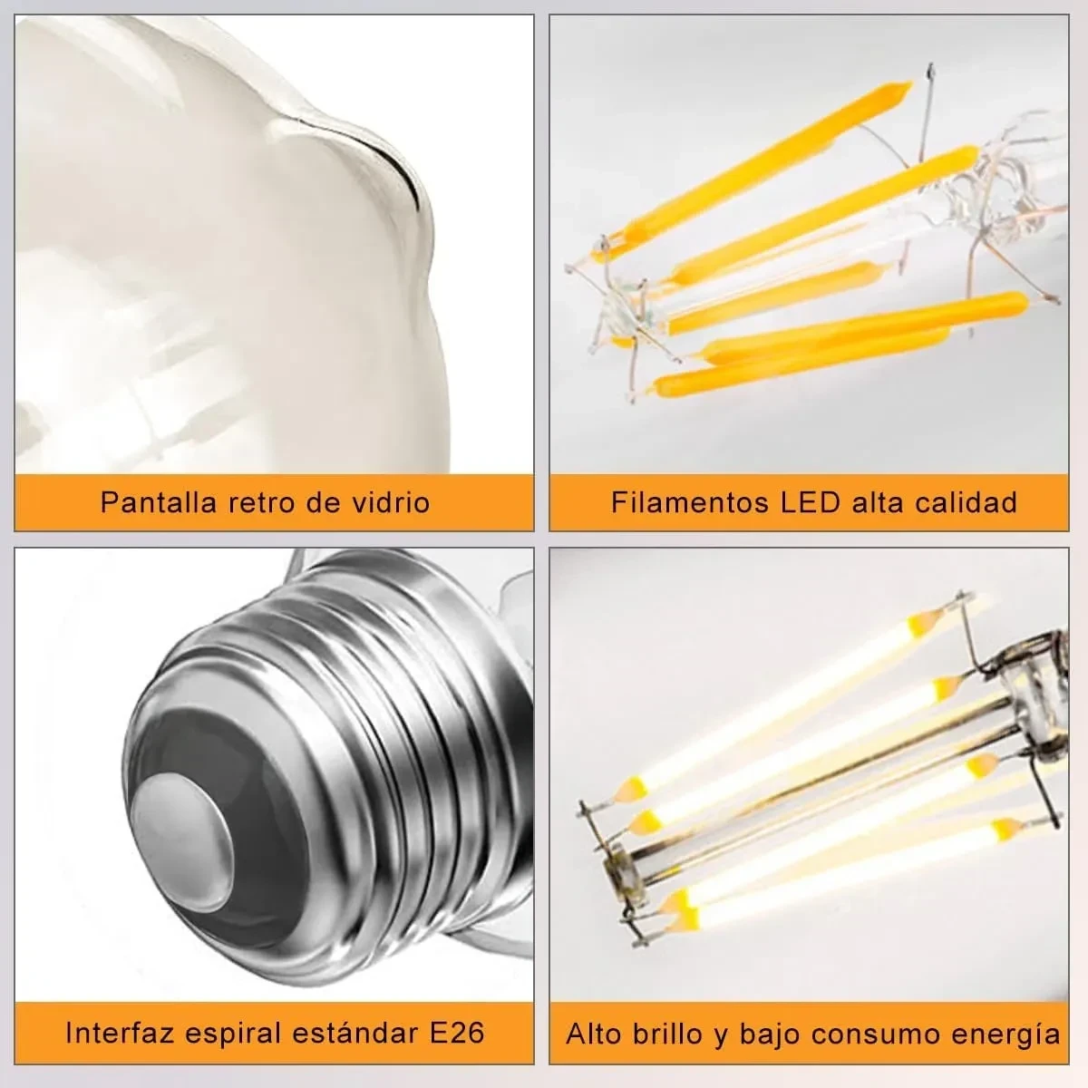 Pack X3 Ampolletas Led 4w Vintage Luz Calida Amarillo 3