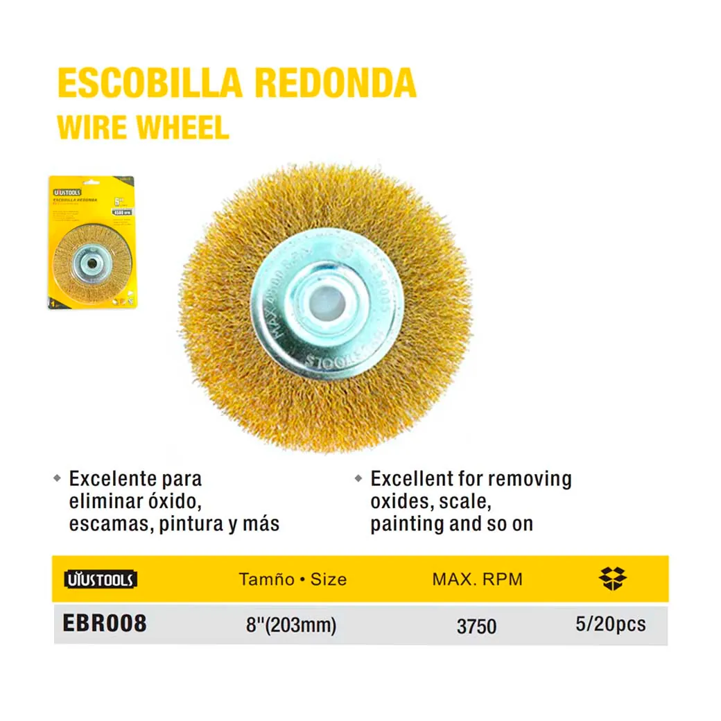 ESCOBILLA REDONDA PLA UYUST dorado 8"