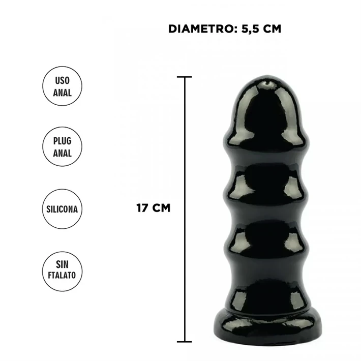 Plug anal Ripley negro 17 cm