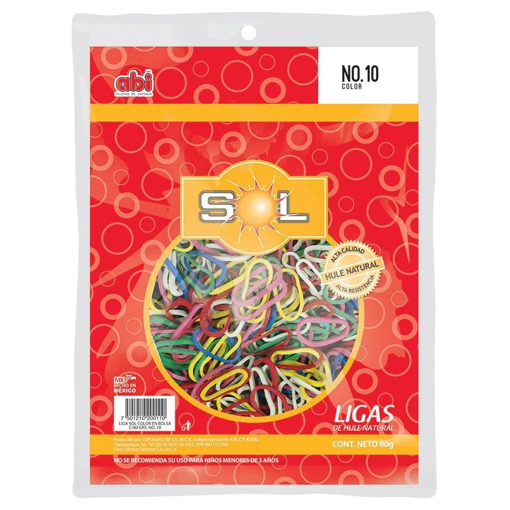 ligas #10 bolsa 80g colores