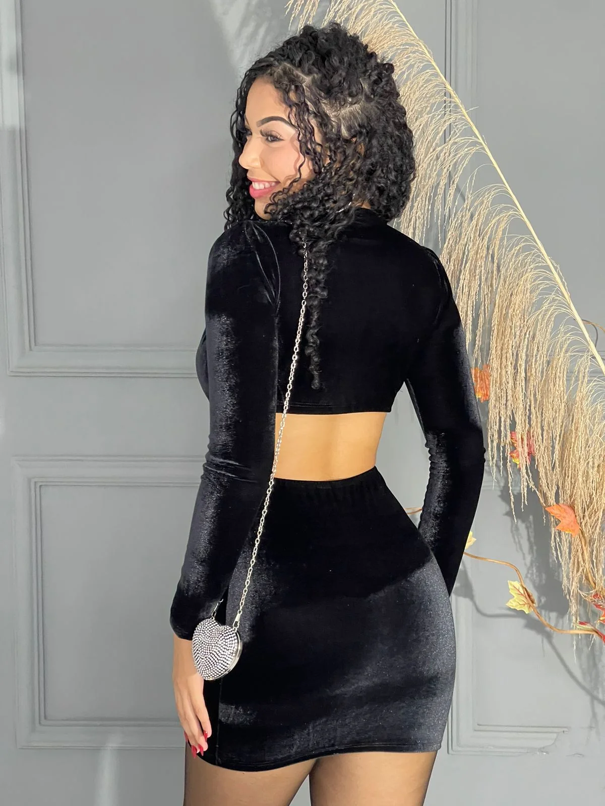 Vestido de luxo em alta qualidade aleludado 4
