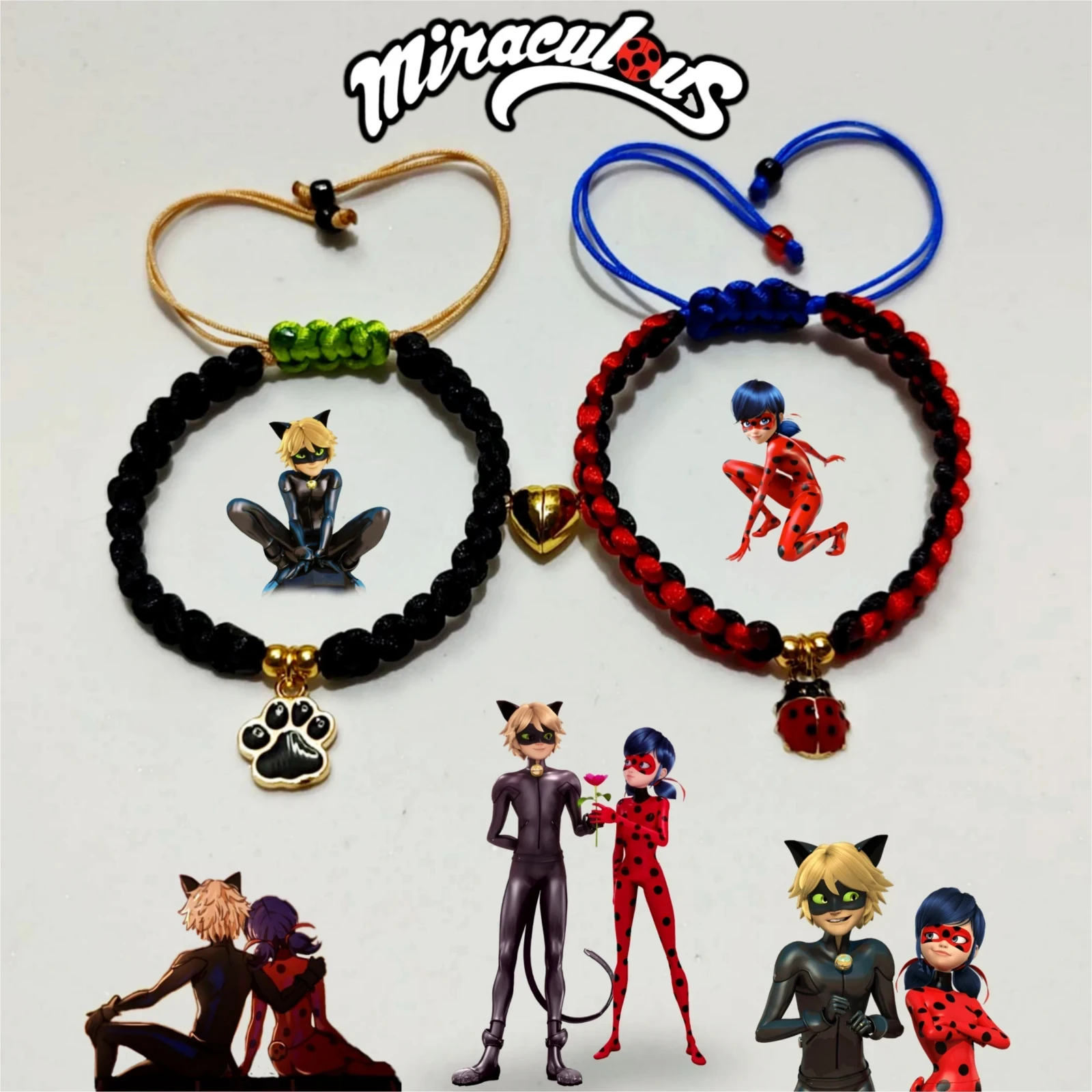 Dúo Pulseras de Cat noir y Ladybug