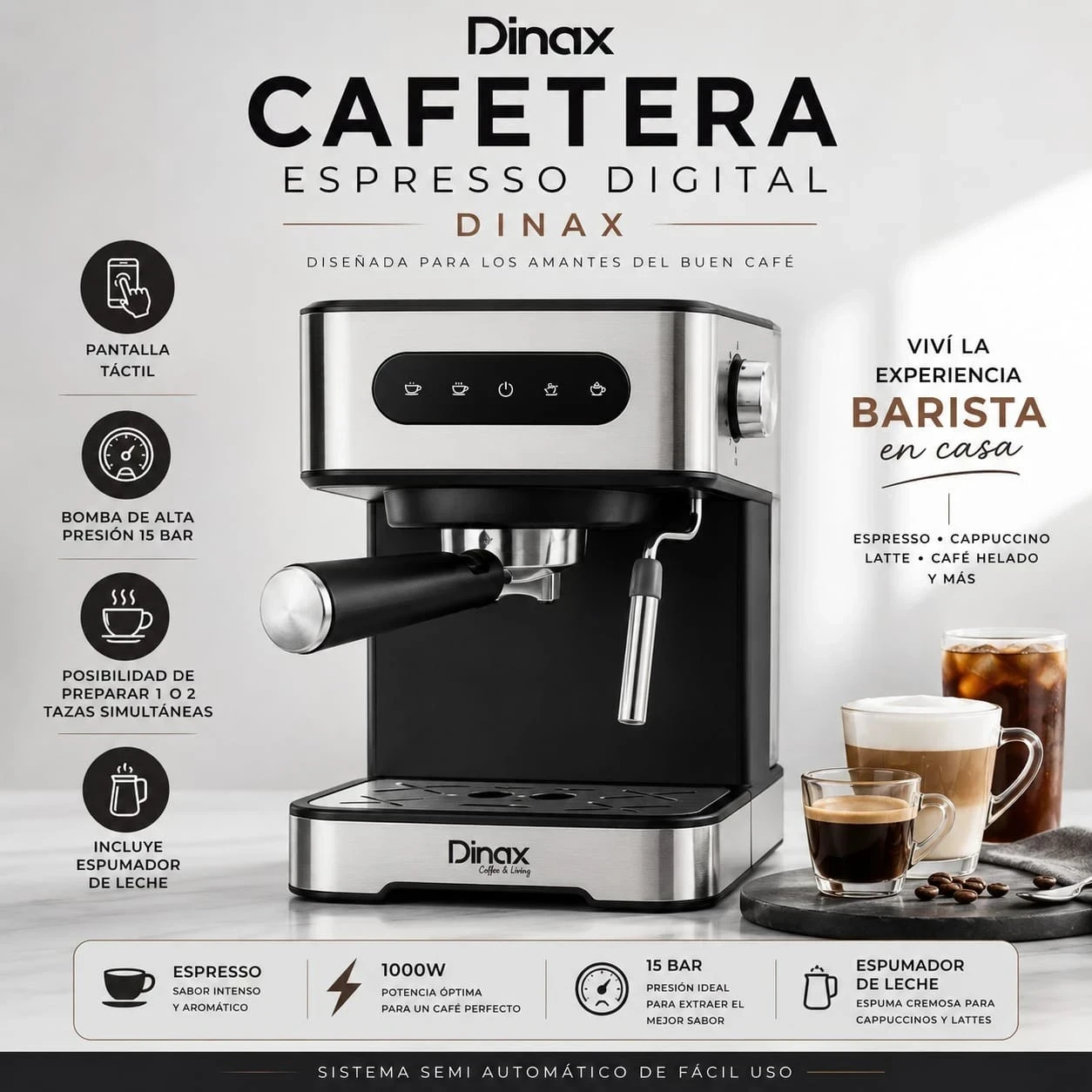 Cafetera expresso DINAX digital 1350w