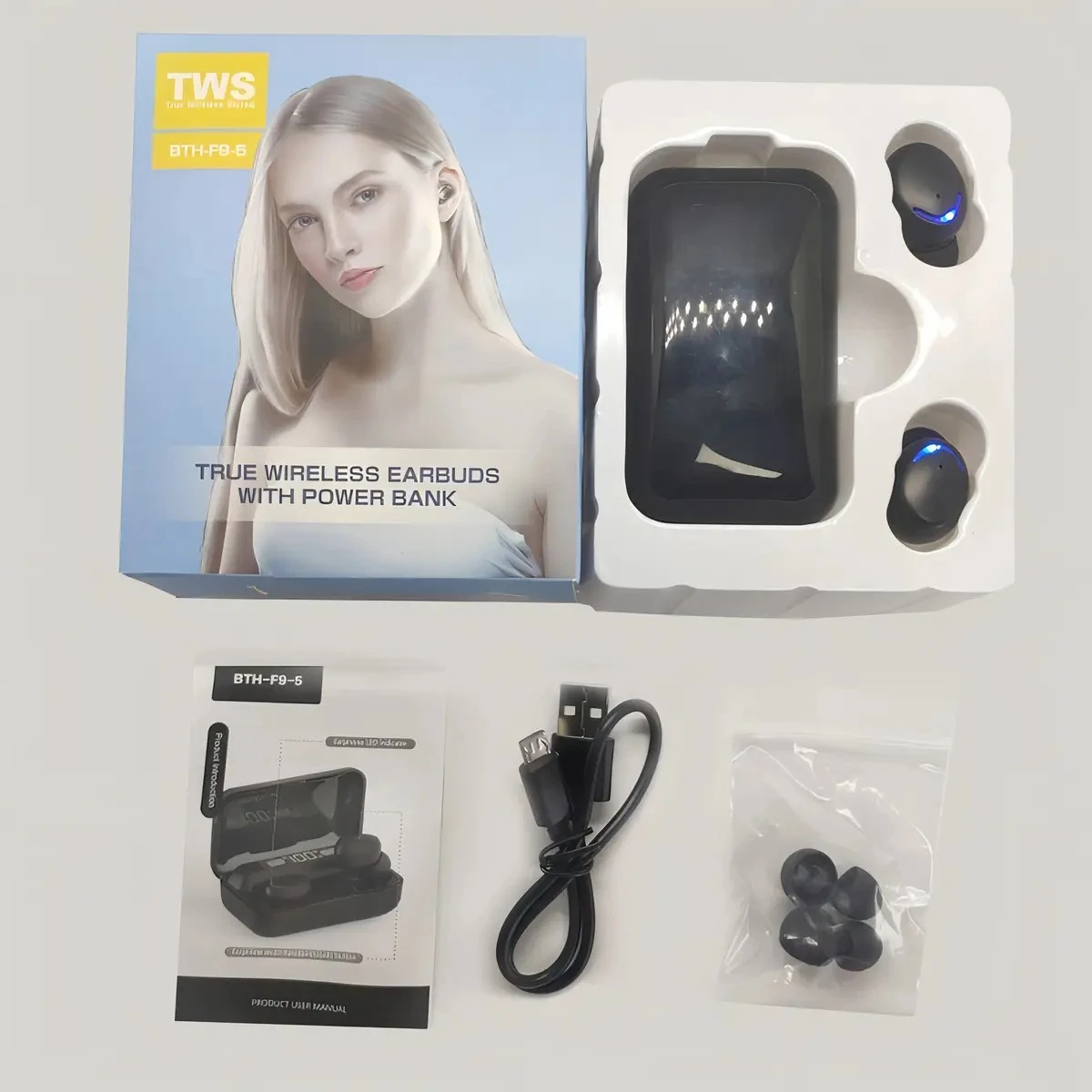  Audífonos Inalambricos Bluetooth F9-5 Tsw Powerbank 3