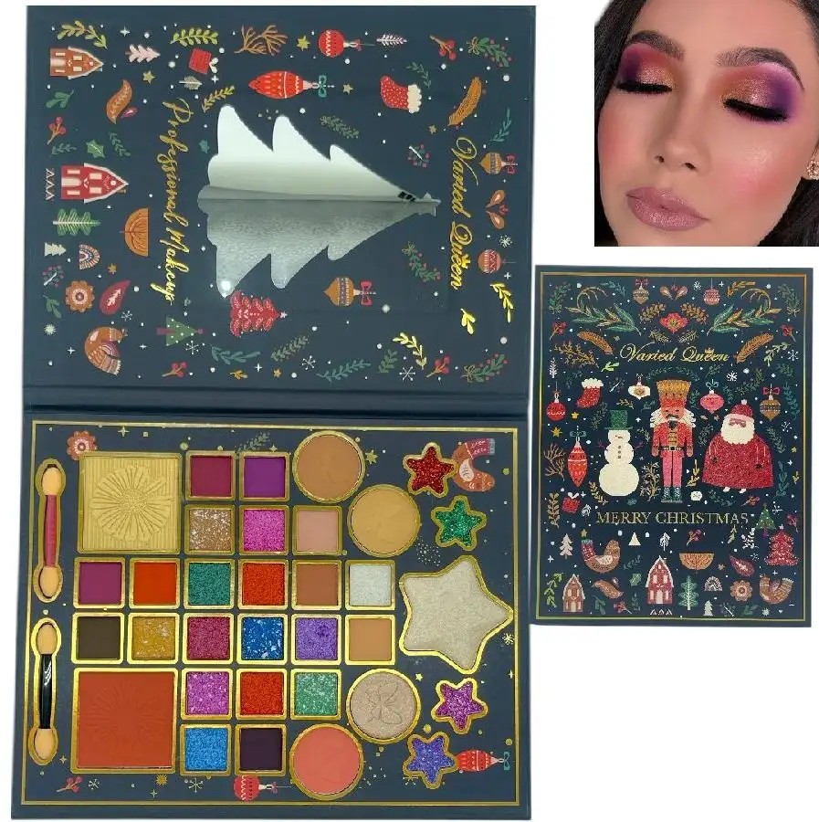 Paleta de sombras x33 tonos con espejo navidad queen 
