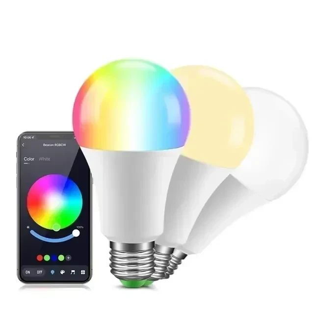 FOCO LED SMART WIFI A60 10W E27 RGB+CCT 806LM RA 80 PF 0.5 100-240V 2